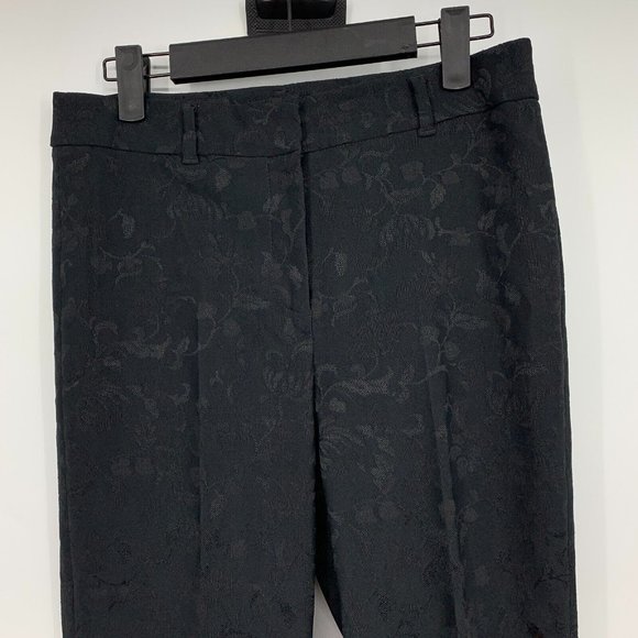 White House Black Market Pants Black Floral Jacquard Slim Ankle - Picture 2 of 9
